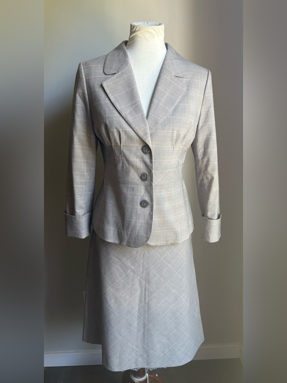 Y2K H&M Suit Fitted Skirt & Blazer In Light Gray Size Blazer 8 / Skirt 6